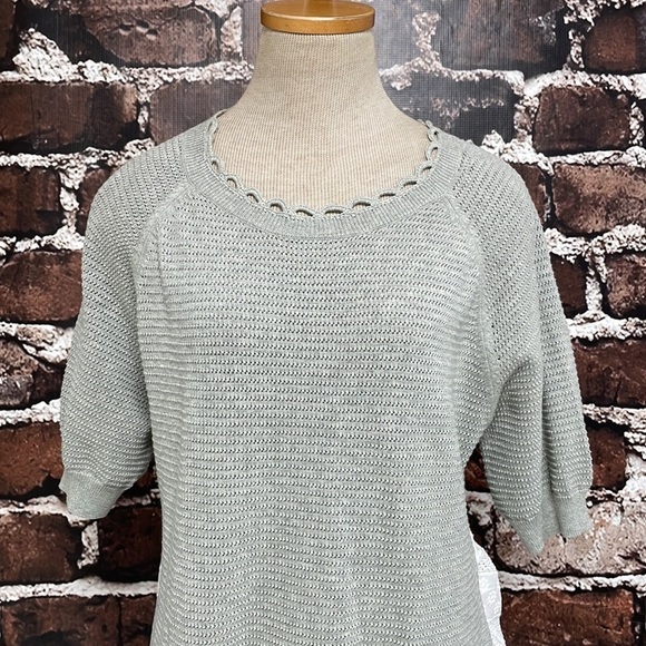 French Connection Sweater Open Knit White Lace Short Sleeves Size Medium - Picture 5 of 12